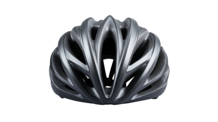 Gray bicycle helmet isolated on transparent background, promoting cycling safety