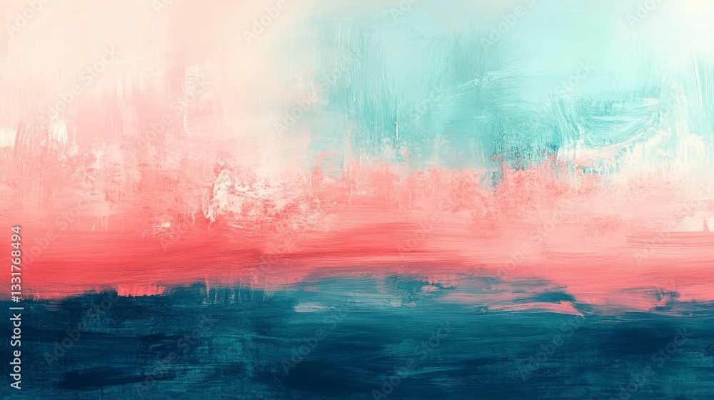 Poster abstract painting with a layered composition using varied colors and brushstrokes