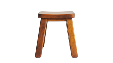 Wooden stool with a smooth surface and sturdy legs standing against a white background showcasing minimalistic design and craftsmanship