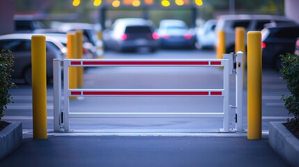 Automated parking barrier at night.