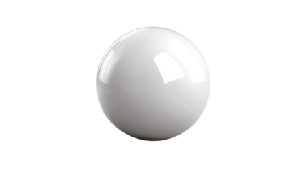 White smooth sphere reflecting light on a white background, creating minimalistic aesthetic for artistic or design use