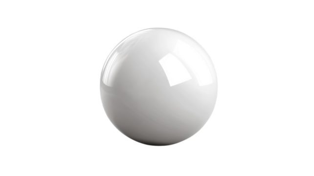 White smooth sphere reflecting light on a white background, creating minimalistic aesthetic for artistic or design use