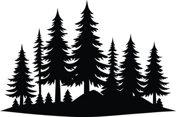 pine tree forest silhouette vector
