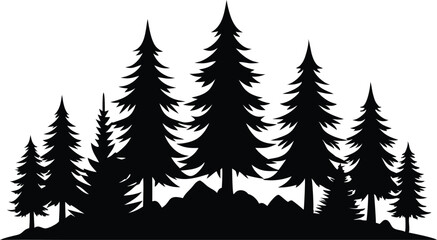 pine tree forest silhouette vector