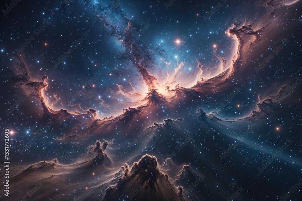 Poster 360 hdri equirectangular space nebula and star field background environment map