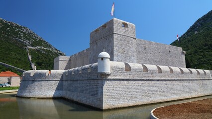 Ston fortress in Peljesac, Croatia. Landmarks of Croatia.