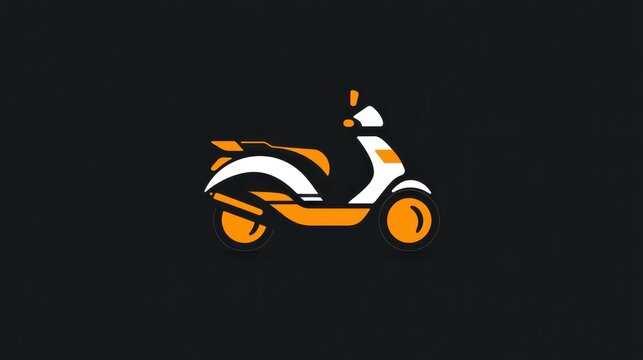 A stylish scooter design showcases a vibrant orange and white color scheme on a solid black background, evoking a modern and dynamic feel