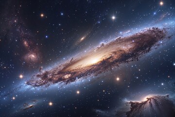 Obraz premium Stunning Universe Panorama Exploring Stars and Nebulae in an Ethereal Galaxy