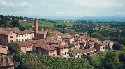 Fototapeta premium Valdobbiadene Countryside: A Fabulous Landscape of Vineyards and Prosecco Culture