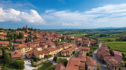 Fototapeta premium Valdobbiadene. Fabulous Culinary Culture: Aromatic Vineyards in Italian Countryside