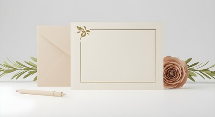 Elegant stationery set with floral accents and a pen.