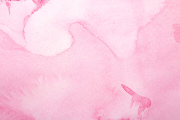Thick real watercolour paint messy background with spltters and lines pink