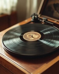 Vinil Disc - Old Retro Music Record with Melody in Round Circle