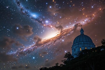 Obraz premium Starlit Universe A Glowing Night Sky Experience with Twinkling Stars