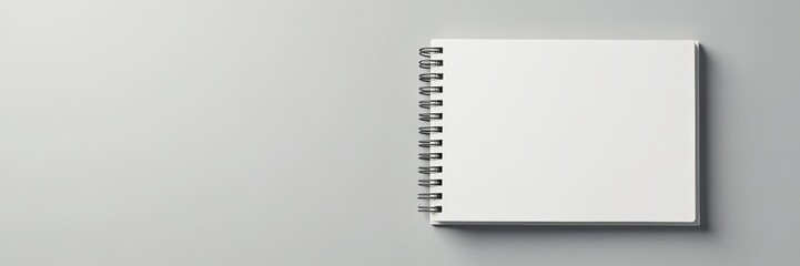 Minimalist white notebook on grey background with soft shadow, Notes, Isolated