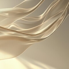 Delicate golden fabric sways gently in warm light, creating a tranquil and luxurious ambiance that captures the beauty of simplicity and grace