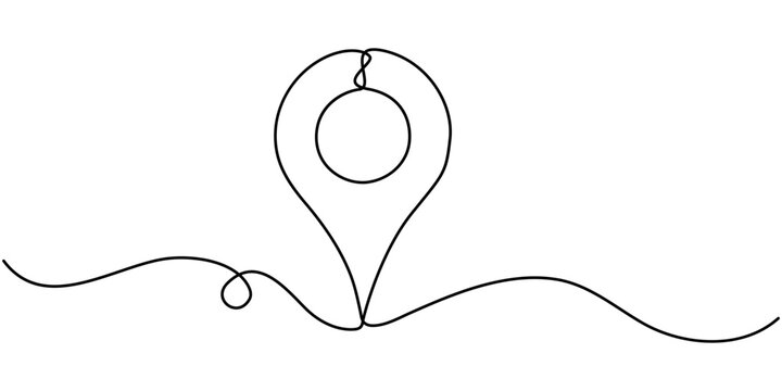 One continuous line art drawing of Location and path pointers vector illustration, continuous one line google map point route directions and location outline vector art illustration, Location Single. 