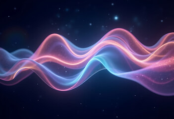 Abstract blue wave with glowing stars and motion effect