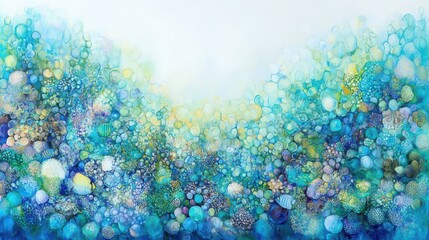 Oceanic Abstract: An abstract artwork in vibrant shades of blue and green, reminiscent of underwater scenes and aquatic ecosystems. A beautiful, immersive visual experience
