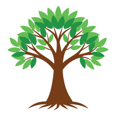 Green tree vector illustration with leaves and branches representing nature and growth