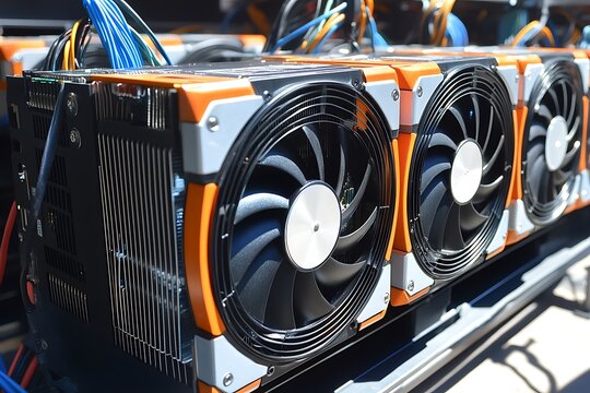 Several computer fans are aligned for effective cooling processes