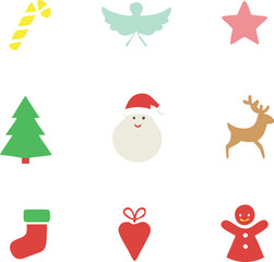 Christmas icons set on white background. 