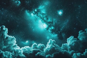 Fototapeta premium Mesmerizing Teal Galaxy Background with Futuristic Sci-Fi Aesthetic