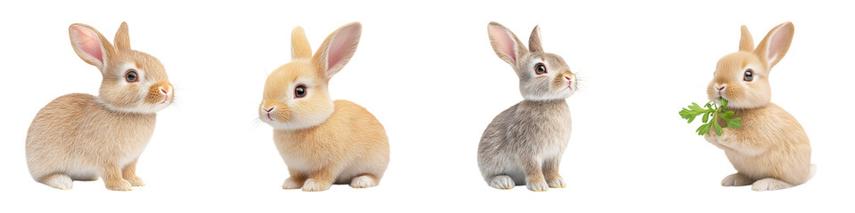 Obraz premium Tiny Fluffy Rabbits in Soft Watercolor Strokes for Gentle Drawing