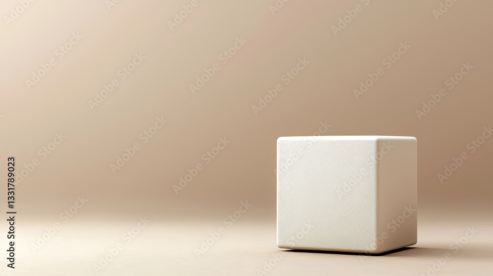 Poster simple white cube on beige background perfect for minimalist design and abstract concepts in photogr