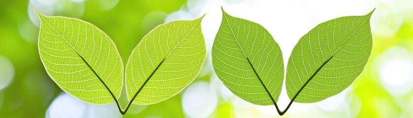 Obraz premium Close-up Fresh Green Leaves Nature Background