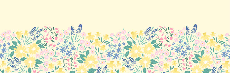 Lovely hand drawn floral seamless pattern, cute doodle flowers great for textiles, wrapping, banners, cloth, surface - vector design