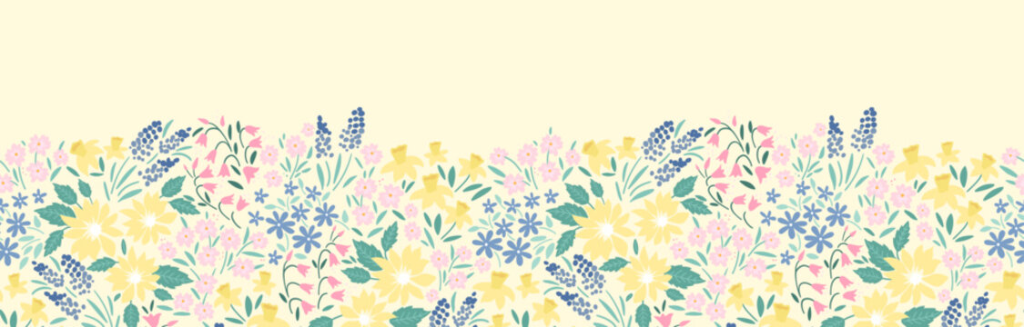 Lovely hand drawn floral seamless pattern, cute doodle flowers great for textiles, wrapping, banners, cloth, surface - vector design