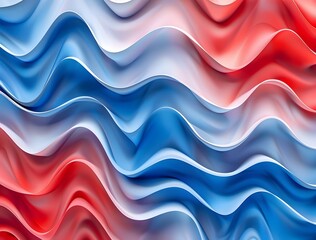 Abstract Red White and Blue Wave Pattern Background - Modern Art, Fluid Design