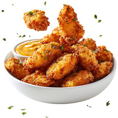 A Delicious Crispy Chicken Tenders Platter with Honey Isolated on Transparent Background