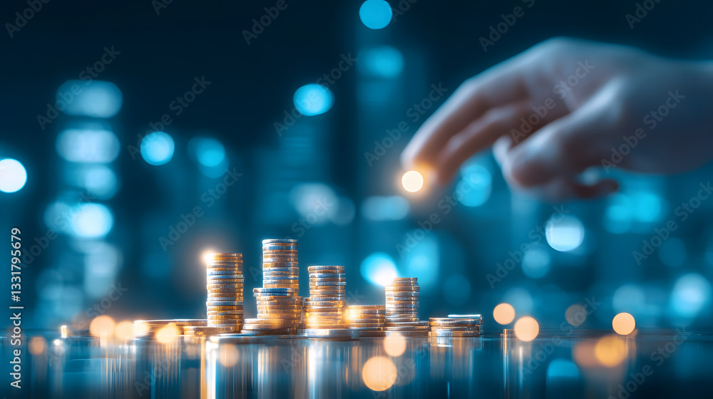 Aufkleber financial risk analysis in investment strategies urban setting data evaluation night view insights