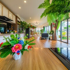 Bright and Colorful Indoor Garden in Modern Kitchen Space