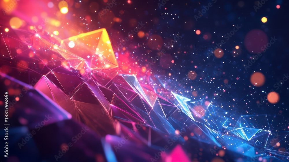 Poster abstract digital sparkle: a captivating digital artwork showcases a dynamic interplay of geometric s