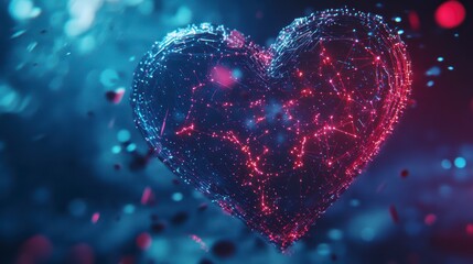 Heart of Connection: A radiant heart composed of interconnected dots pulsates with energy, creating a mesmerizing display of love and connectivity