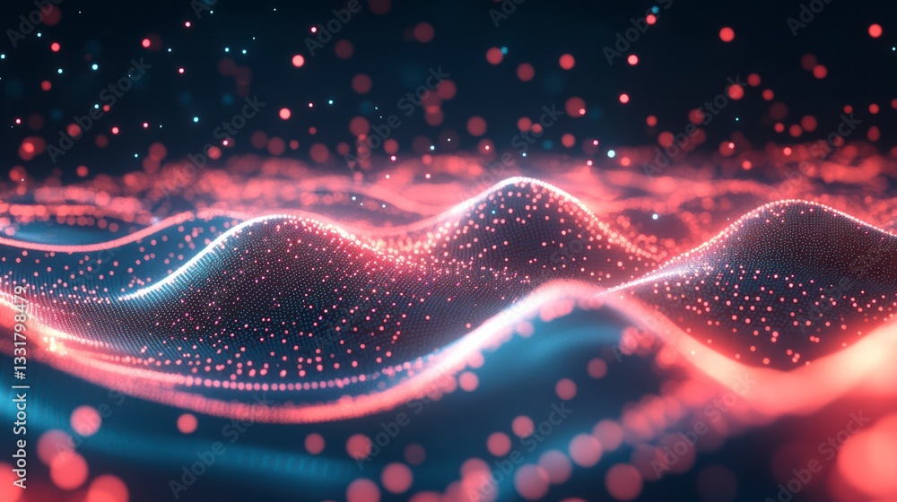 Aufkleber digital waves: a stunning digital rendering of glowing waves. mesmerizing visuals. embodying innovat