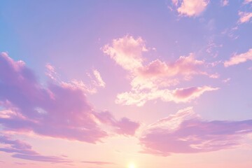 Obraz premium Beautiful sunset sky with soft pink and purple hues over a calm horizon in the evening light