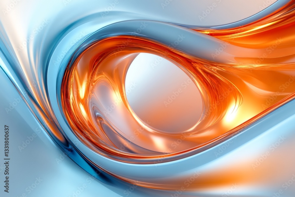 Aufkleber colorful abstract wave of orange and blue twisting gracefully in a smooth gradient background