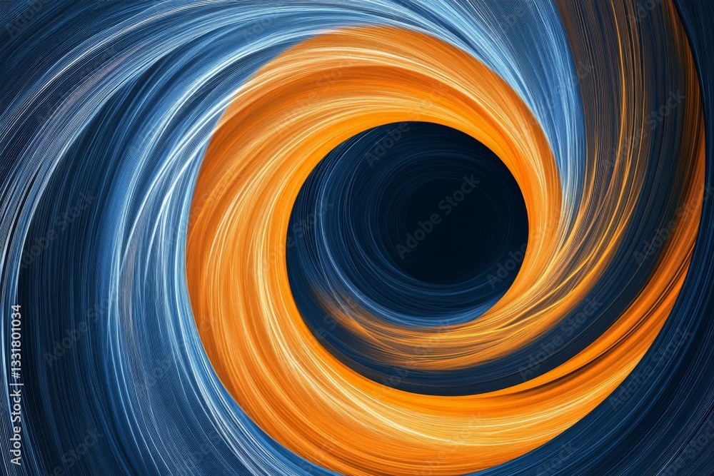 Aufkleber swirling orange and blue vortex creating a mesmerizing sense of depth and movement in a cosmic abstr