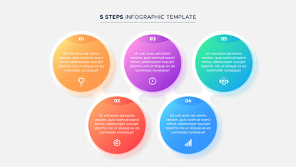 Five 5 Steps Options Business Infographic Modern Design Template