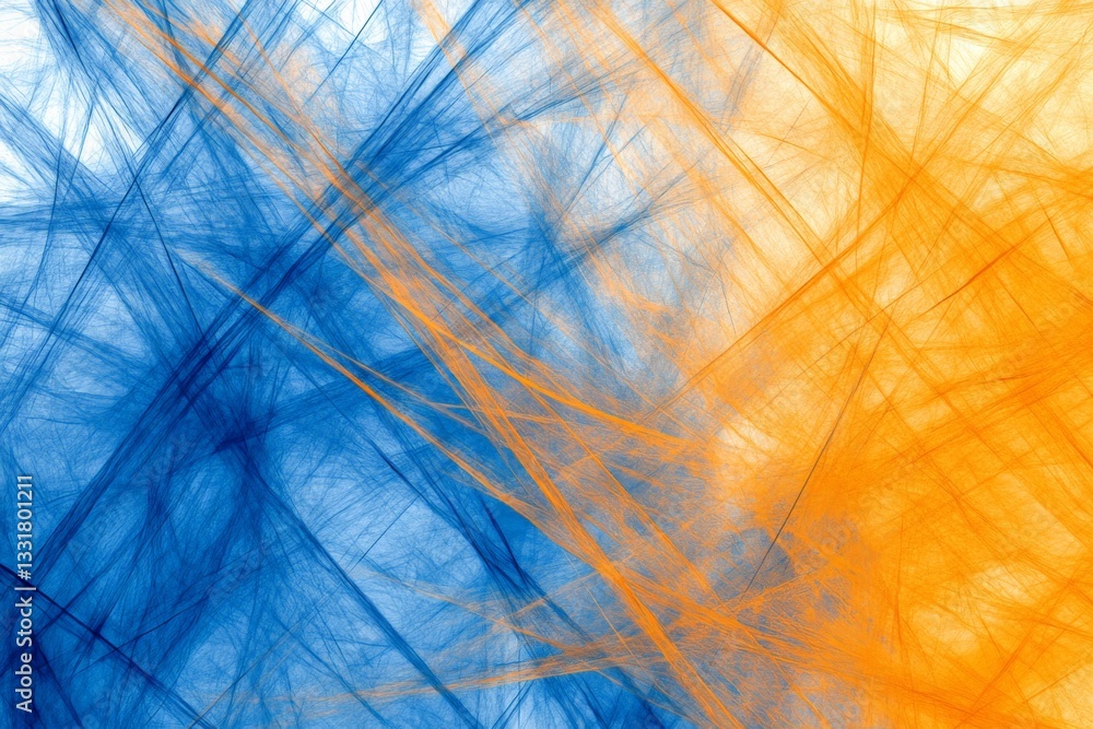Fototapete Abstract blue and orange background with dynamic line patterns creating a vibrant visual experience