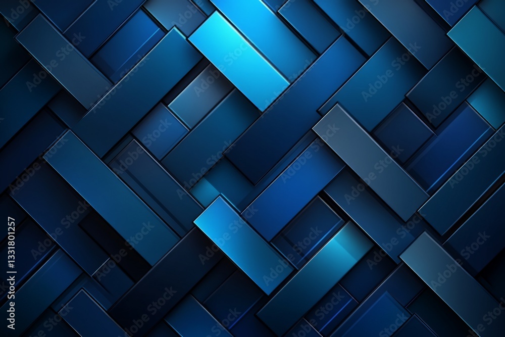 Aufkleber Dark blue geometric pattern features interwoven shapes creating a modern digital texture