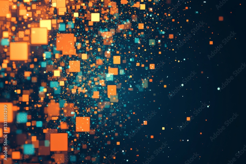 Aufkleber Abstract digital design featuring colorful squares against a dark background creating a dynamic visual effect