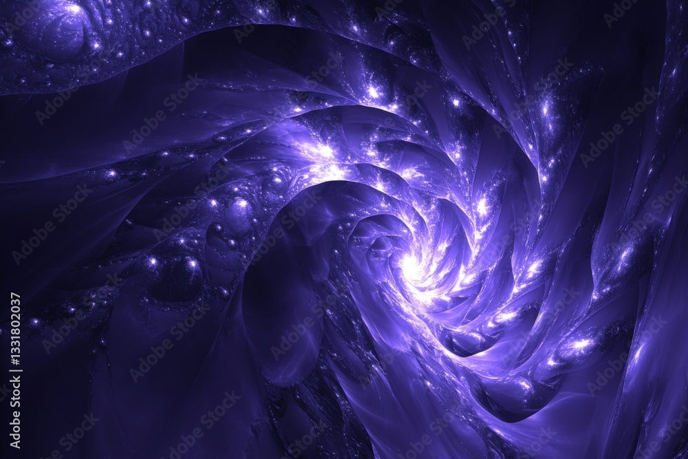 Poster Swirling purple patterns create a mesmerizing display of cosmic beauty and depth in a digital art composition