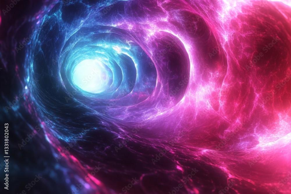 Aufkleber colorful cosmic tunnel with swirling light patterns created by vibrant energy waves in a dark space