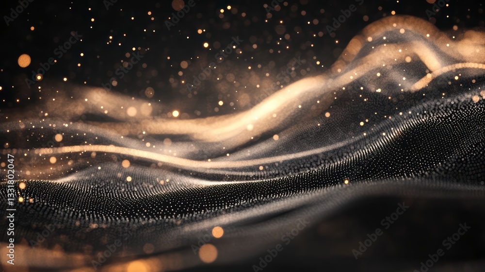 Poster abstract gold particle swirl: an ethereal and captivating abstract scene of swirling golden particle