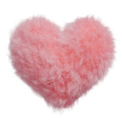 ピンクのハートのクッションの3DCGイラスト もふもふのファーでできた毛玉